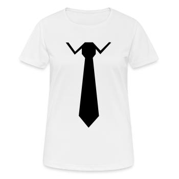 Krawatte - Frauen T-Shirt atmungsaktiv - Weiß - Vorne - AI Model Female 172 dark (172cm)
