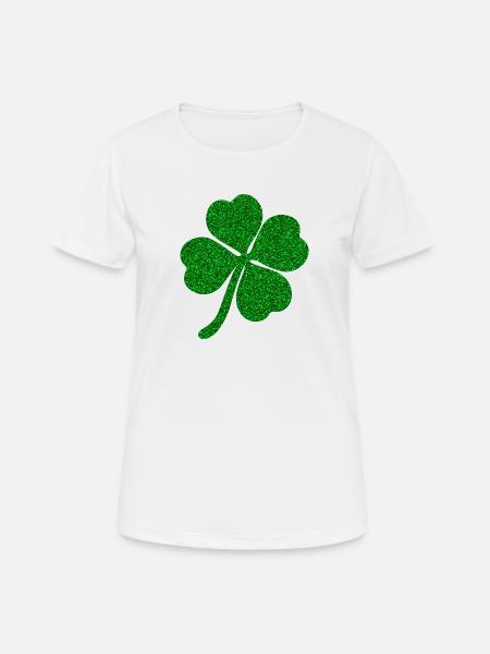 vierblättriges Kleeblatt Glücksklee Glücksbringer - Frauen T-Shirt atmungsaktiv - Weiß