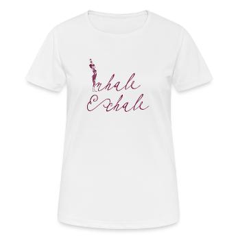 OM Design - Inhale, Exhale - Frauen T-Shirt atmungsaktiv - Weiß - Vorne - AI Model Female 172 dark (172cm)