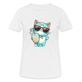The Casual Cat - Women's Breathable T-Shirt - white - Front - AI Model Female 172 dark (172cm)