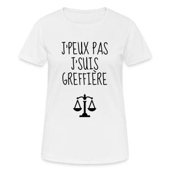 greffier / greffe / tribunal / justice / juge - T-shirt respirant Femme - blanc - Devant - AI Model Female 172 dark (172cm)
