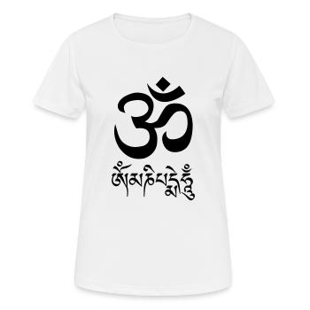 OM - Om Mani Padme Hume - Frauen T-Shirt atmungsaktiv - Weiß - Vorne - AI Model Female 172 dark (172cm)