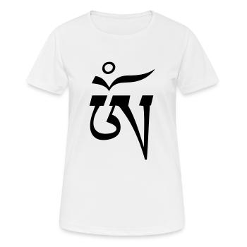 Aum OM tibétain 1c - T-shirt respirant Femme - blanc - Devant - AI Model Female 172 dark (172cm)