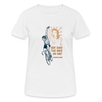 Je pars ... cyclisme - T-shirt respirant Femme - blanc - Devant - AI Model Female 172 dark (172cm)