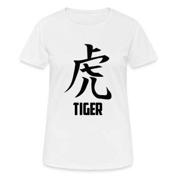 Tiger Kanji Character - Frauen T-Shirt atmungsaktiv - Weiß - Vorne - AI Model Female 172 dark (172cm)