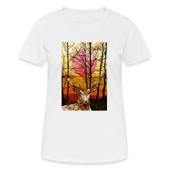 Hirsch - Frauen T-Shirt atmungsaktiv - Weiß - Vorne - AI Model Female 172 dark (172cm)