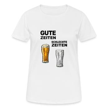 Bons moments = bière pleine / mauvais moments = vide - T-shirt respirant Femme - blanc - Devant - AI Model Female 172 dark (172cm)