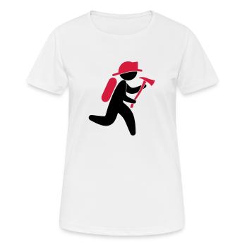 Un pompier avec une hache - T-shirt respirant Femme - blanc - Devant - AI Model Female 172 dark (172cm)