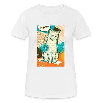 Cat MEOW, pop art, collage - Women's Breathable T-Shirt - white - Front - AI Model Female 172 dark (172cm)
