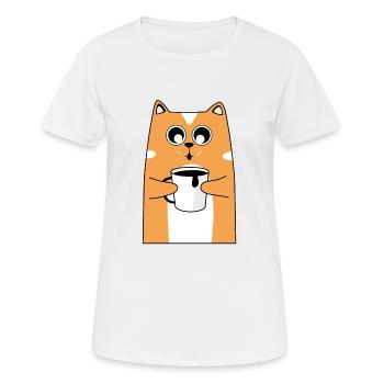 Cat Coffee Design - Women's Breathable T-Shirt - white - Front - AI Model Female 172 dark (172cm)