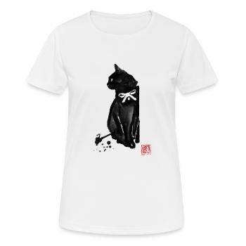 chat noeud - T-shirt respirant Femme - blanc - Devant - AI Model Female 172 dark (172cm)
