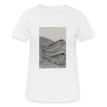 Wellen als Skizze - Frauen T-Shirt atmungsaktiv - Weiß - Vorne - AI Model Female 172 dark (172cm)