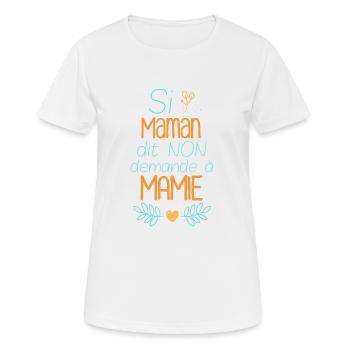 Wenn Mama nicht sagt, dass oma fragt. Geschenk Humor. - Frauen T-Shirt atmungsaktiv - Weiß - Vorne - AI Model Female 172 dark (172cm)