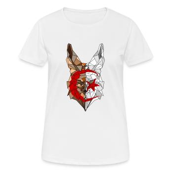 Fennec and flag of Algeria in polysphere 2 - Women's Breathable T-Shirt - white - Front - AI Model Female 172 dark (172cm)