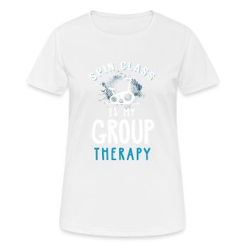 Spin Class Is My Group Therapy - Women's Breathable T-Shirt - white - Front - AI Model Female 172 dark (172cm)