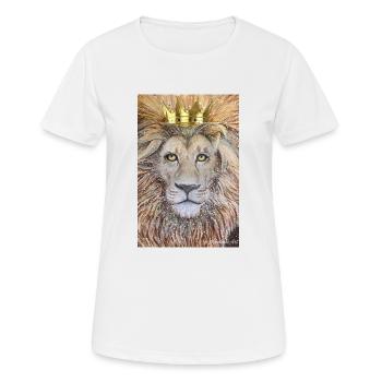 Der König. Löwe mit Krone - Frauen T-Shirt atmungsaktiv - Weiß - Vorne - AI Model Female 172 dark (172cm)