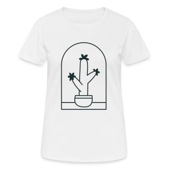 Niedlicher Kaktus in einem stehenden Topf - Frauen T-Shirt atmungsaktiv - Weiß - Vorne - AI Model Female 172 dark (172cm)