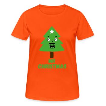 Herr Weihnachtsbaum - Frauen T-Shirt atmungsaktiv - Neonorange - Vorne - AI Model Female 172 dark (172cm)