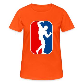 Testosteron Buddys Fitness Bodybuilding Workout - Frauen T-Shirt atmungsaktiv - Neonorange - Vorne - AI Model Female 172 dark (172cm)