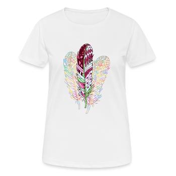 Feder - Frauen T-Shirt atmungsaktiv - Weiß - Vorne - AI Model Female 172 dark (172cm)