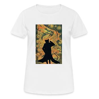 Detektiv Freddy die Katze Poster - Frauen T-Shirt atmungsaktiv - Weiß - Vorne - AI Model Female 172 dark (172cm)