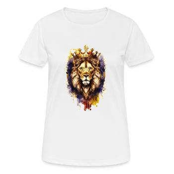 Löwe mit Krone Aquarell König Tier Afrika Poster - Frauen T-Shirt atmungsaktiv - Weiß - Vorne - AI Model Female 172 dark (172cm)