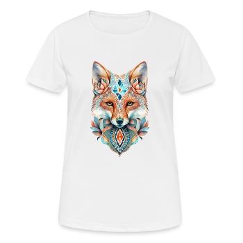 Renard Aquarelle Mandala Yoga Forêt Animal Spirituel - T-shirt respirant Femme - blanc - Devant - AI Model Female 172 dark (172cm)