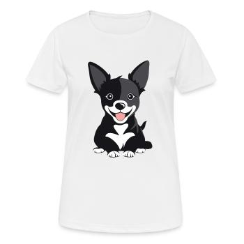 Chiot chien heureux avec la langue tendue - T-shirt respirant Femme - blanc - Devant - AI Model Female 172 dark (172cm)