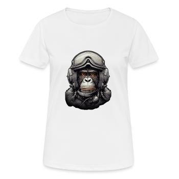Pilot Monkey Digitale Kunst - Frauen T-Shirt atmungsaktiv - Weiß - Vorne - AI Model Female 172 dark (172cm)