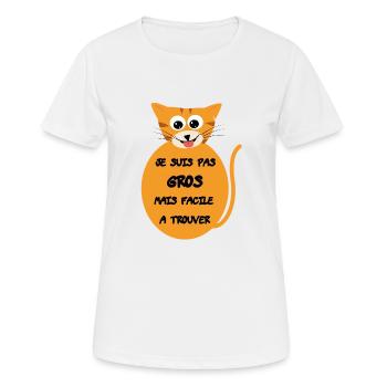 Chat enrobé mignon - T-shirt respirant Femme - blanc - Devant - AI Model Female 172 dark (172cm)