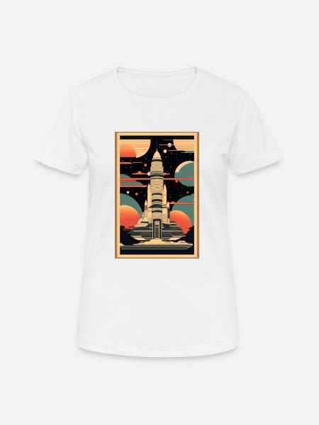 Japanese Spaceship in the style of a woodblock pri - Women's Breathable T-Shirt - white