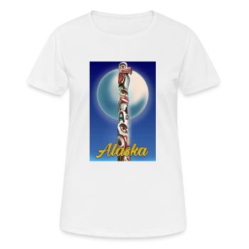 Affiche de voyage du totem de l’Alaska - T-shirt respirant Femme - blanc - Devant - AI Model Female 172 dark (172cm)