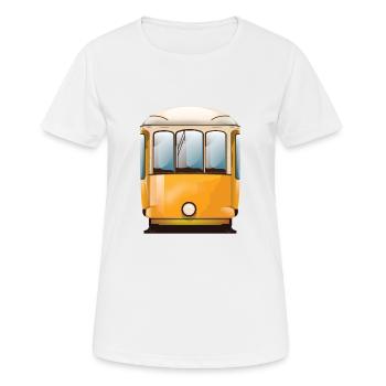 Gelbe Straßenbahn - Frauen T-Shirt atmungsaktiv - Weiß - Vorne - AI Model Female 172 dark (172cm)