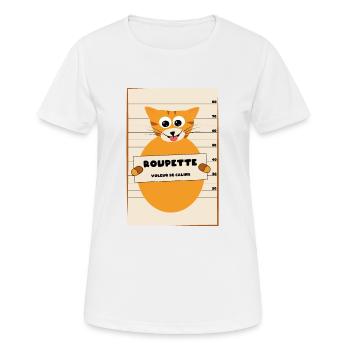"Roupette" le chat arrêté - T-shirt respirant Femme - blanc - Devant - AI Model Female 172 dark (172cm)
