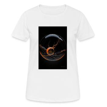 Kaos in einer Blase orange 1 - Frauen T-Shirt atmungsaktiv - Weiß - Vorne - AI Model Female 172 dark (172cm)