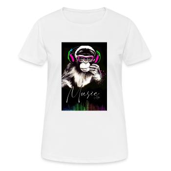 POSTER Affe Musik - Frauen T-Shirt atmungsaktiv - Weiß - Vorne - AI Model Female 172 dark (172cm)