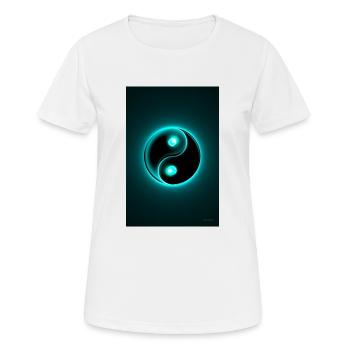 Yin Yang cyan 2 - T-shirt respirant Femme - blanc - Devant - AI Model Female 172 dark (172cm)
