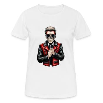Biker cartoon skeleton - Women's Breathable T-Shirt - white - Front - AI Model Female 172 dark (172cm)