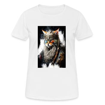 Wikingerkatze in Uniform - Frauen T-Shirt atmungsaktiv - Weiß - Vorne - AI Model Female 172 dark (172cm)