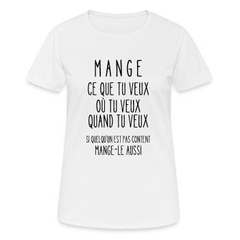 mange ce que tu veux - T-shirt respirant Femme - blanc - Devant - AI Model Female 172 dark (172cm)