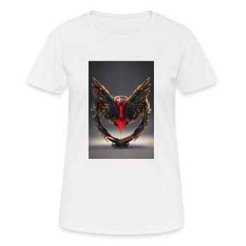 Schmuckstück, rubinfarbene Träne mit Gold umrandet - Frauen T-Shirt atmungsaktiv - Weiß - Vorne - AI Model Female 172 dark (172cm)