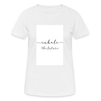 Atmen Sie die Zukunft ein - Frauen T-Shirt atmungsaktiv - Weiß - Vorne - AI Model Female 172 dark (172cm)