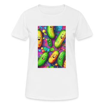 Concombres, Concombre, Graffiti, Concombres Rieurs, Coloré - T-shirt respirant Femme - blanc - Devant - AI Model Female 172 dark (172cm)