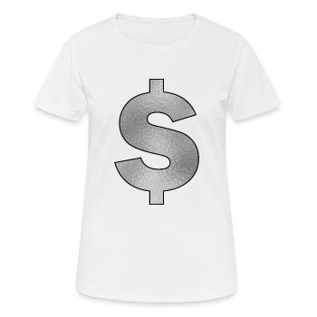Signe de dollar en argent - T-shirt respirant Femme - blanc - Devant - AI Model Female 172 dark (172cm)