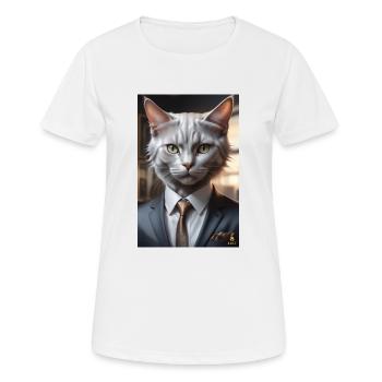 ARBEITSTIERE - Businesskatze - Frauen T-Shirt atmungsaktiv - Weiß - Vorne - AI Model Female 172 dark (172cm)