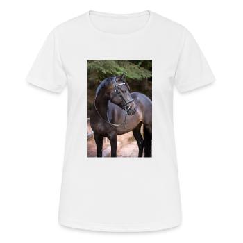 schönes schwarzes Pferd, Lakota vom Regenbogenhof, - Frauen T-Shirt atmungsaktiv - Weiß - Vorne - AI Model Female 172 dark (172cm)