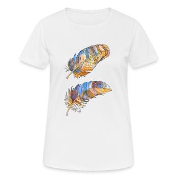 Feder - Frauen T-Shirt atmungsaktiv - Weiß - Vorne - AI Model Female 172 dark (172cm)