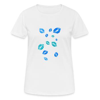 baiser bouche, bleu, baisers, baiser - T-shirt respirant Femme - blanc - Devant - AI Model Female 172 dark (172cm)