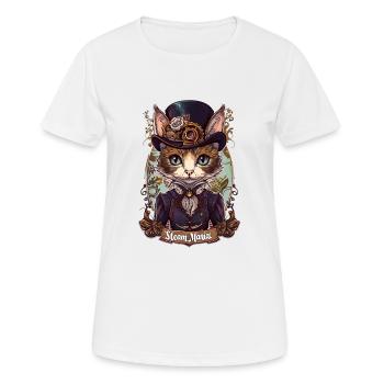 Viktorianische Steampunk Katze - Frauen T-Shirt atmungsaktiv - Weiß - Vorne - AI Model Female 172 dark (172cm)
