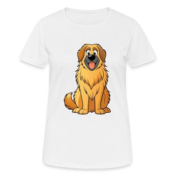 Sanfter Leonberger: Digitaler Kunstdruck - Frauen T-Shirt atmungsaktiv - Weiß - Vorne - AI Model Female 172 dark (172cm)